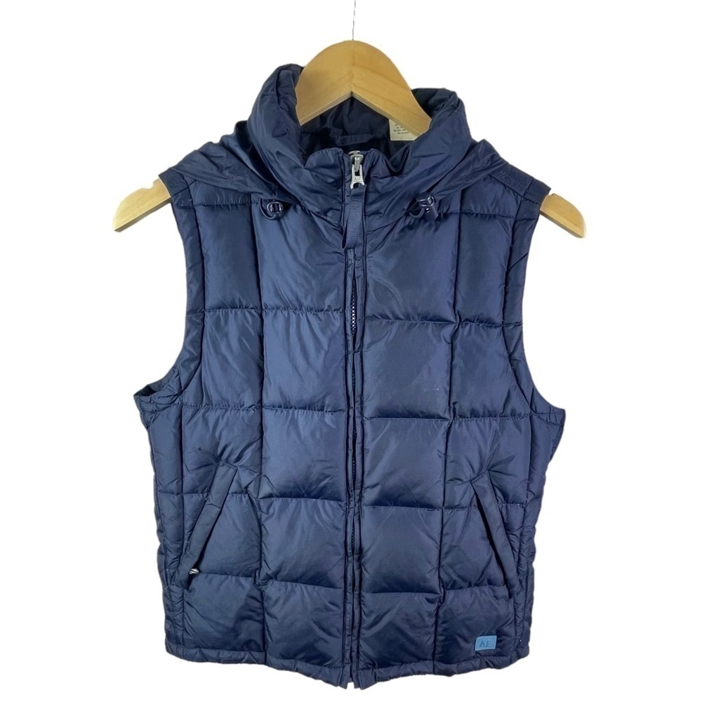 Abercrombie Goose Down Feather Puffer Vest Blue Size Medium - Picture 2 of 11